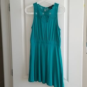 Turquoise above knee lace dress